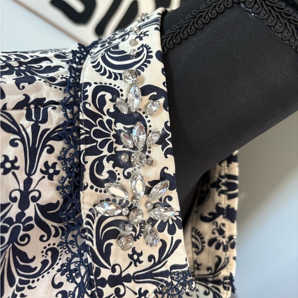 Trish Scully Constance Dress Long Sleeve Patterned in Navy and White - Picture 5 of 9